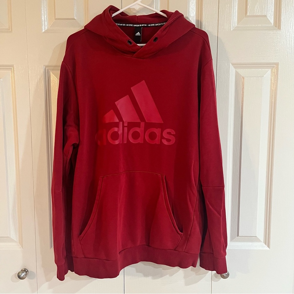 Adidas Bold Crimson Red Hoodie Fits Like XL